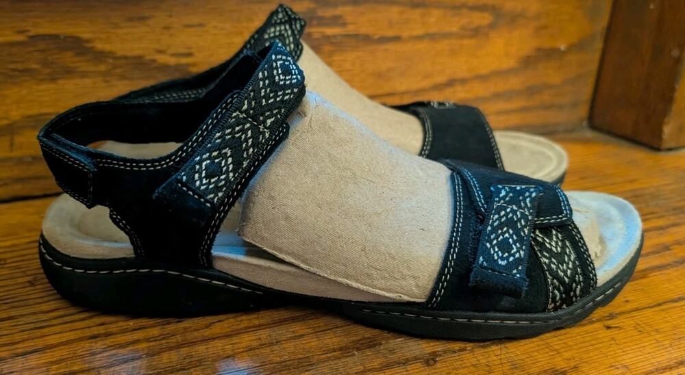Clarks Amanda Sprint Womens 10 Hiking Black Sandals Comfort Shoes Adjustable